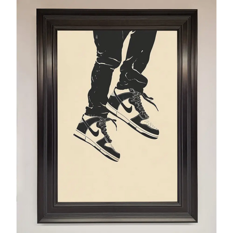 Trainers Bouncing Framed Wall Art - A1 (59.4 x 84.1 cm) / Matt Black - Framed Print