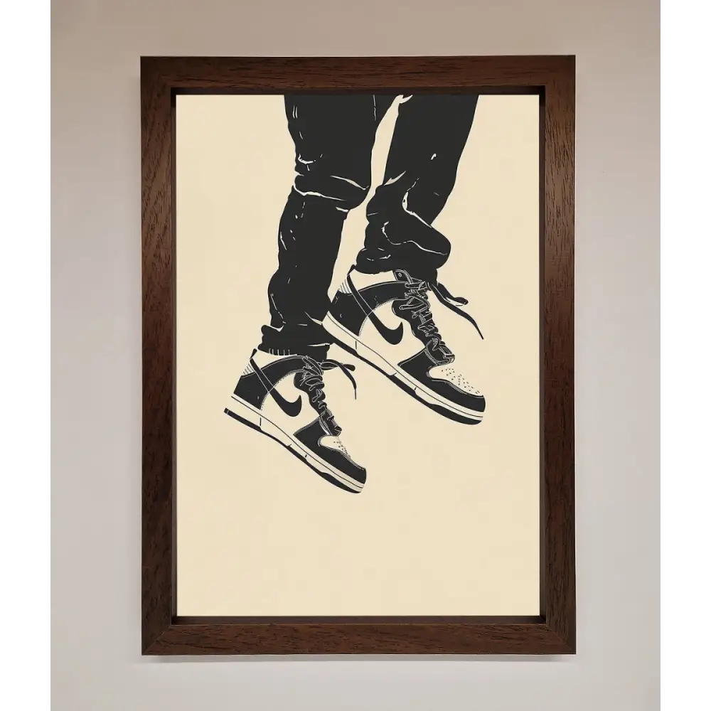 Trainers Bouncing Framed Wall Art - A3 (29.7 x 42 cm) / Walnut - Framed Print