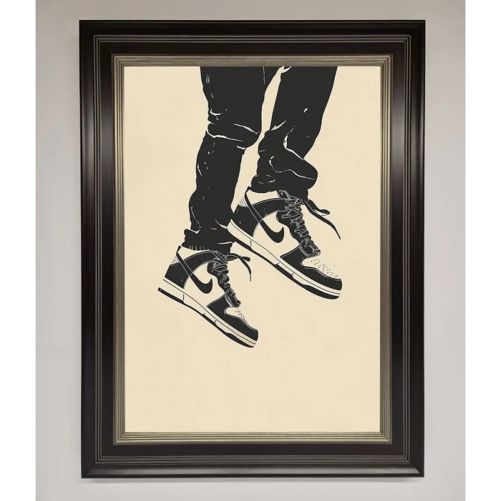 Trainers Bouncing Framed Wall Art - B0 (100 x 141 cm) / Black Silver - Framed Print