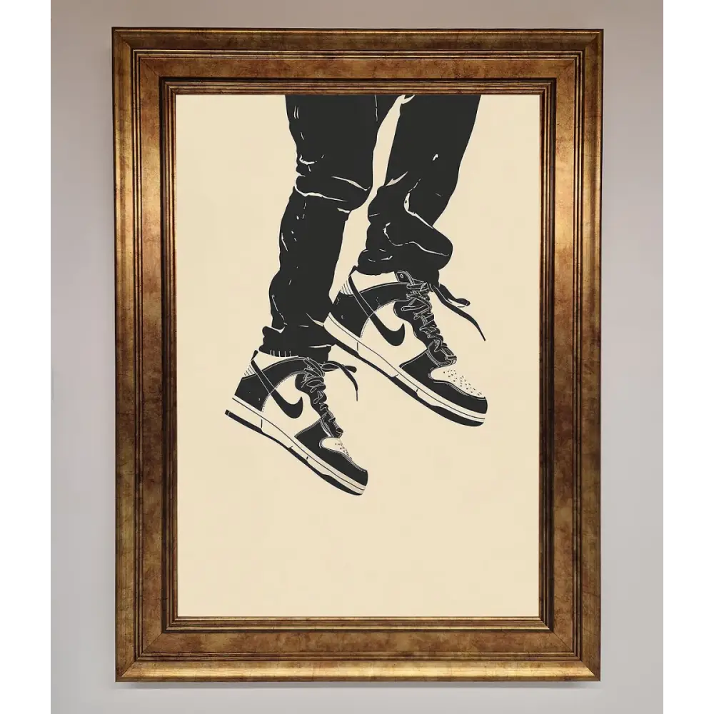 Trainers Bouncing Framed Wall Art - B0 (100 x 141 cm) / Bronze - Framed Print