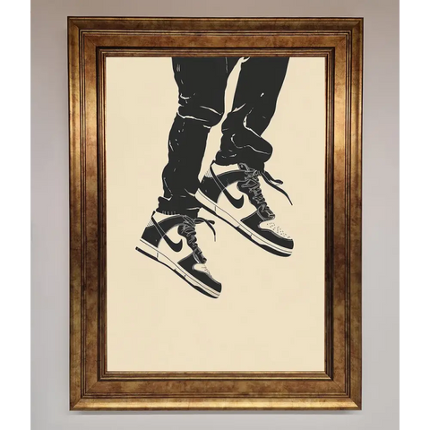 Trainers Bouncing Framed Wall Art - B0 (100 x 141 cm) / Bronze - Framed Print