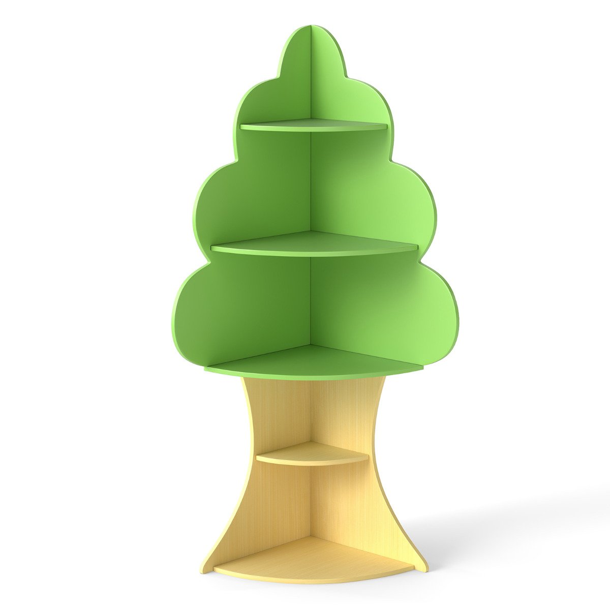 Tree Bookshelf for Kids 5-Tier Children Book Display Rack-Green