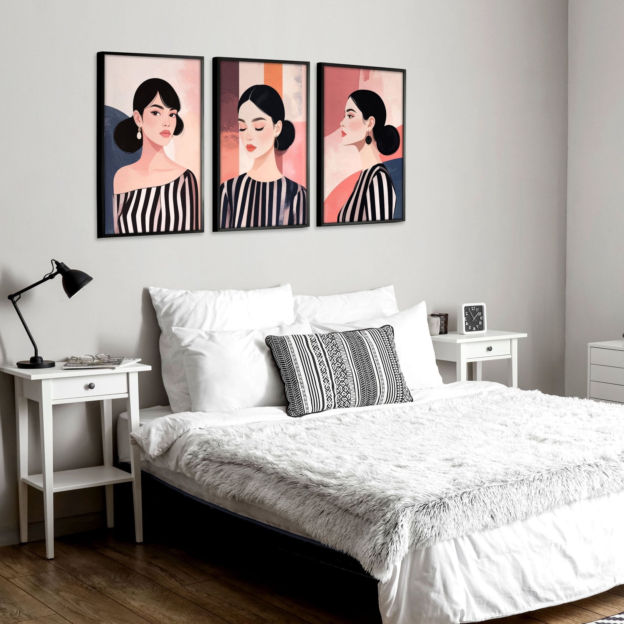 Trendy Wall Art For Bedroom | Set of 3 Bohemian Women Prints