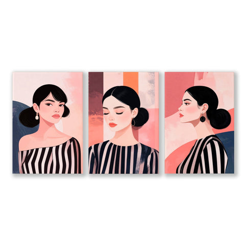 Trendy Wall Art For Bedroom | Set of 3 Bohemian Women Prints