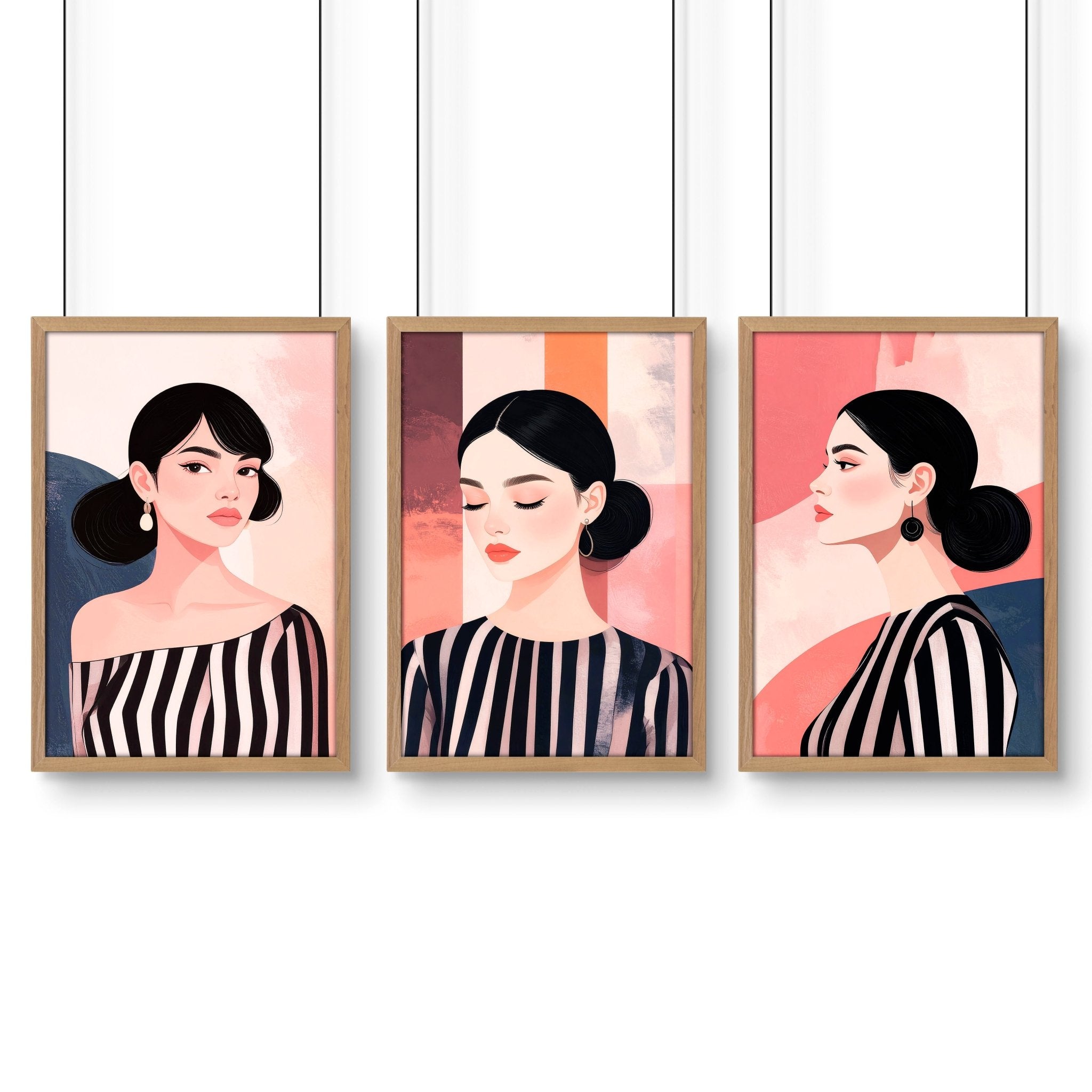 Trendy Wall Art For Bedroom | Set of 3 Bohemian Women Prints