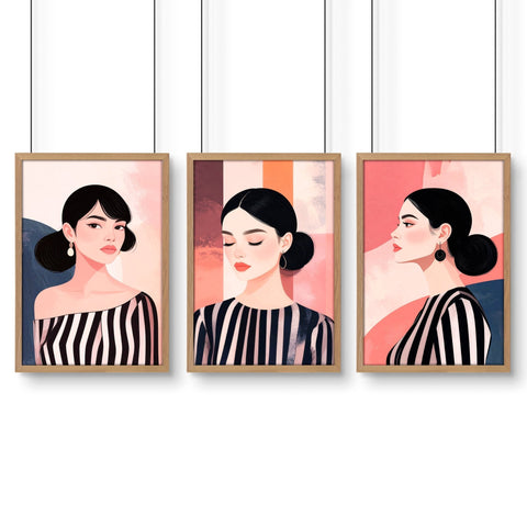 Trendy Wall Art For Bedroom | Set of 3 Bohemian Women Prints