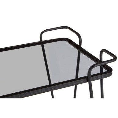 Black metal trento bar trolley with sleek minimalist design and glass top perfect as a stylish bar trolley