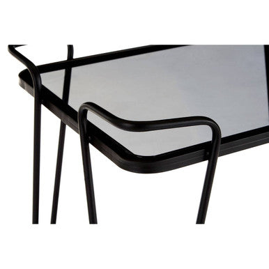 Black metal framed trento bar trolley with grey glass top and minimalist design for stylish serving and storage