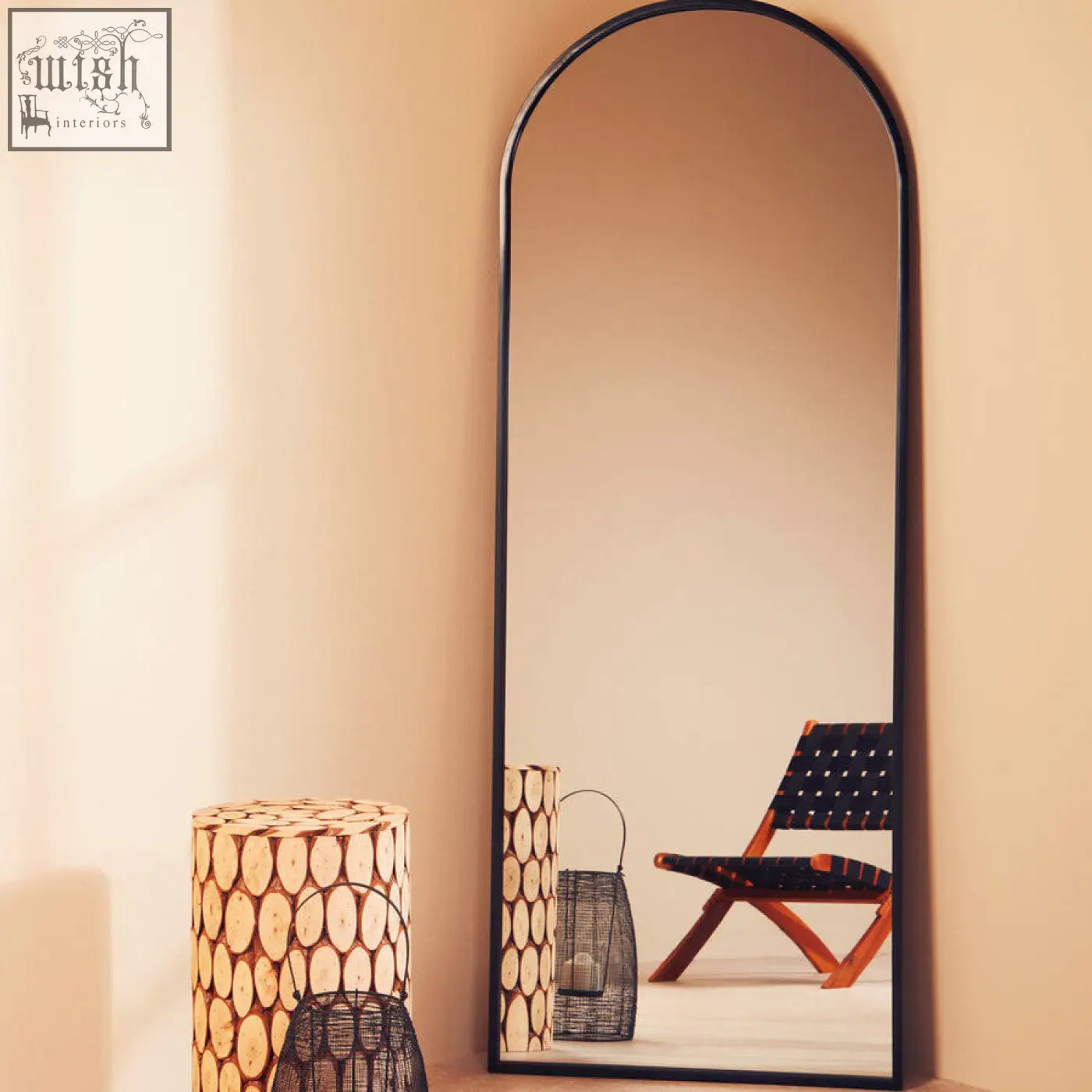 Arched wall mirror with trento black frame large sleek black frame perfect for stylish home decor