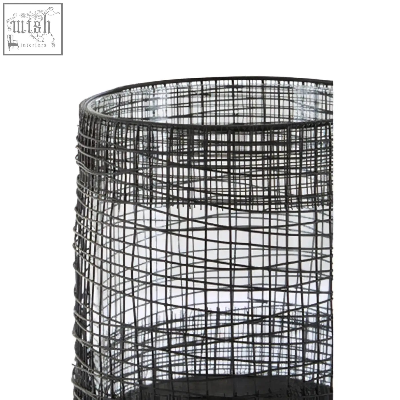 Black wire mesh trento cylindrical lantern with cylindrical lantern shape for stylish indoor or outdoor lighting
