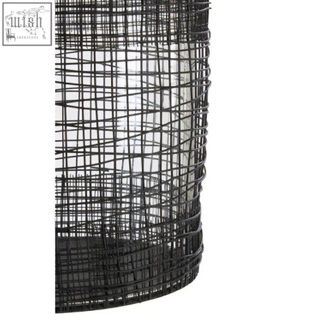 Black wire mesh cylindrical lantern showing the trento cylindrical lantern design and modern style