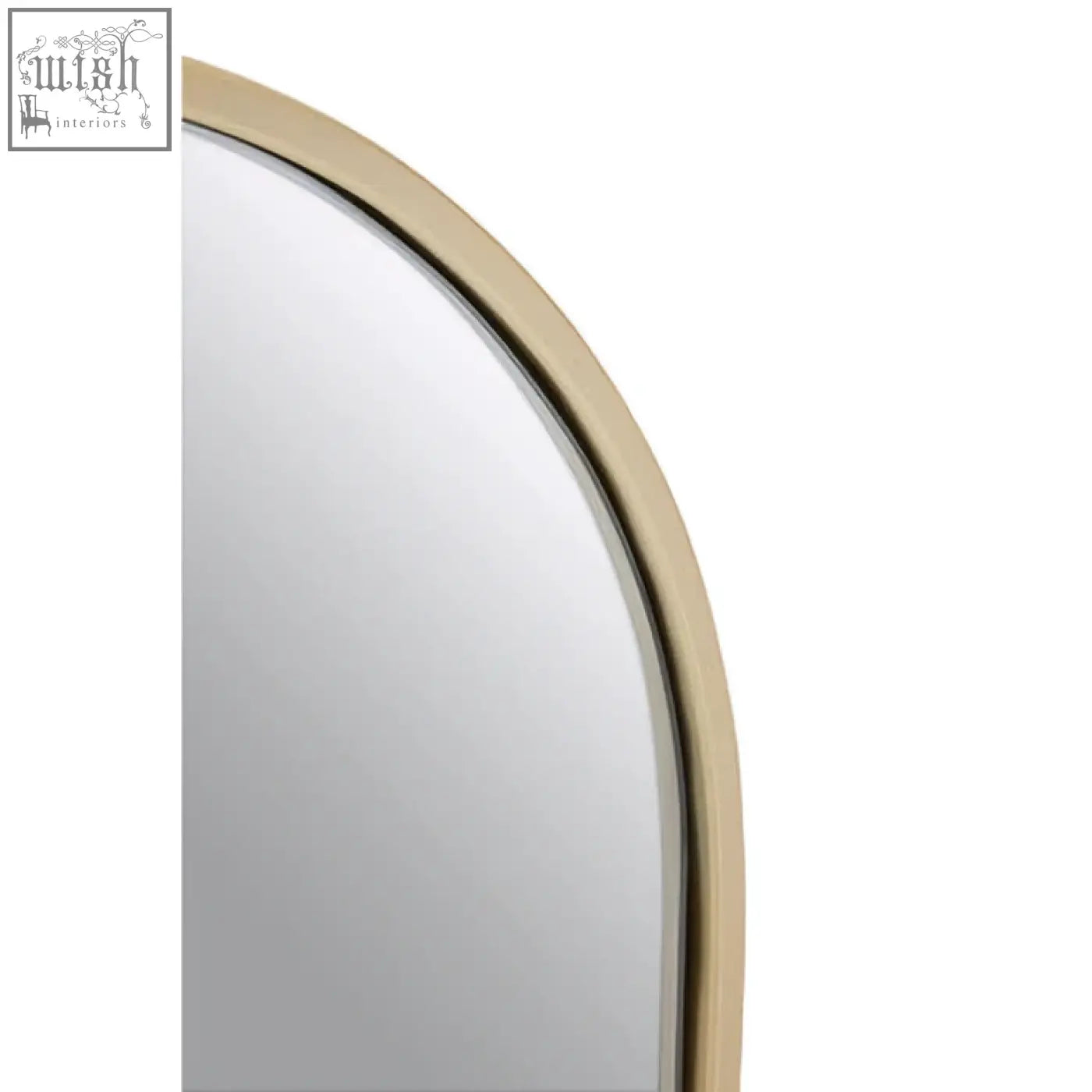 A sleek trento gold frame large arch wall mirror with a polished gold frame and curved design