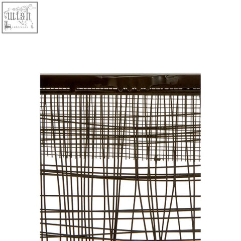 Dark brown metal wire basket featuring a metal cross wires design perfect for wires design wall art decor