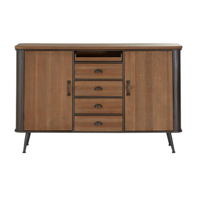Brown wooden trinity 4 drawer cabinet with black metal legs and handles modern drawer cabinet design