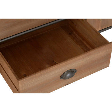 Trinity 4 drawer cabinet with light brown wooden drawers and dark metal handles for stylish storage solutions