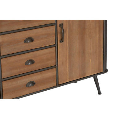 Rustic wooden trinity 4 drawer cabinet with dark metal handles and black legs perfect as a drawer cabinet