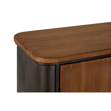Rustic wooden top with rounded edges on a dark metal frame drawer cabinet in trinity 4 drawer cabinet design