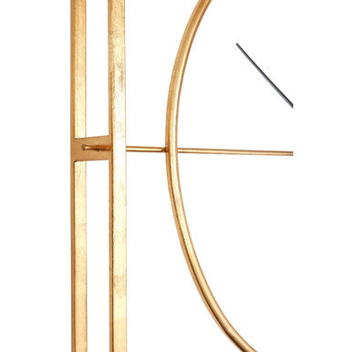 Gold-colored metal letter h featured on the minimalist trinity metal wall clock for modern wall decor