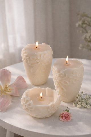 Flower Pillar Candle Duo
