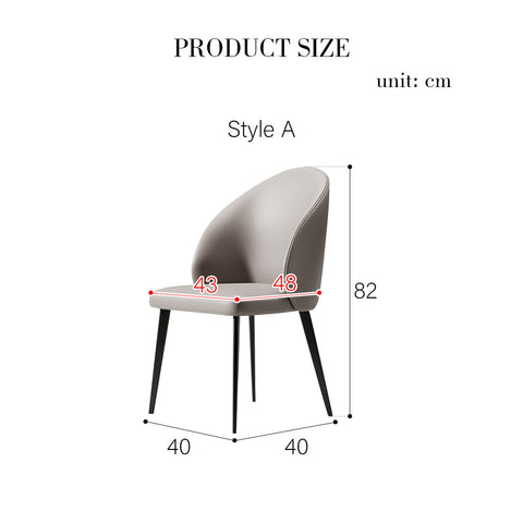 Modern gray upholstered dining chair with sleek black metal legs beside the trish dining table marble setup