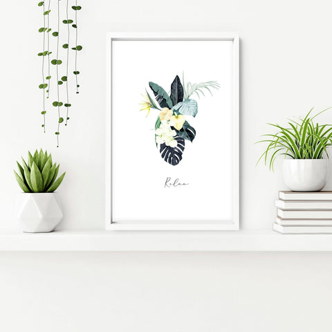 Decoration for bathroom walls | Set of 3 Tropical wall art