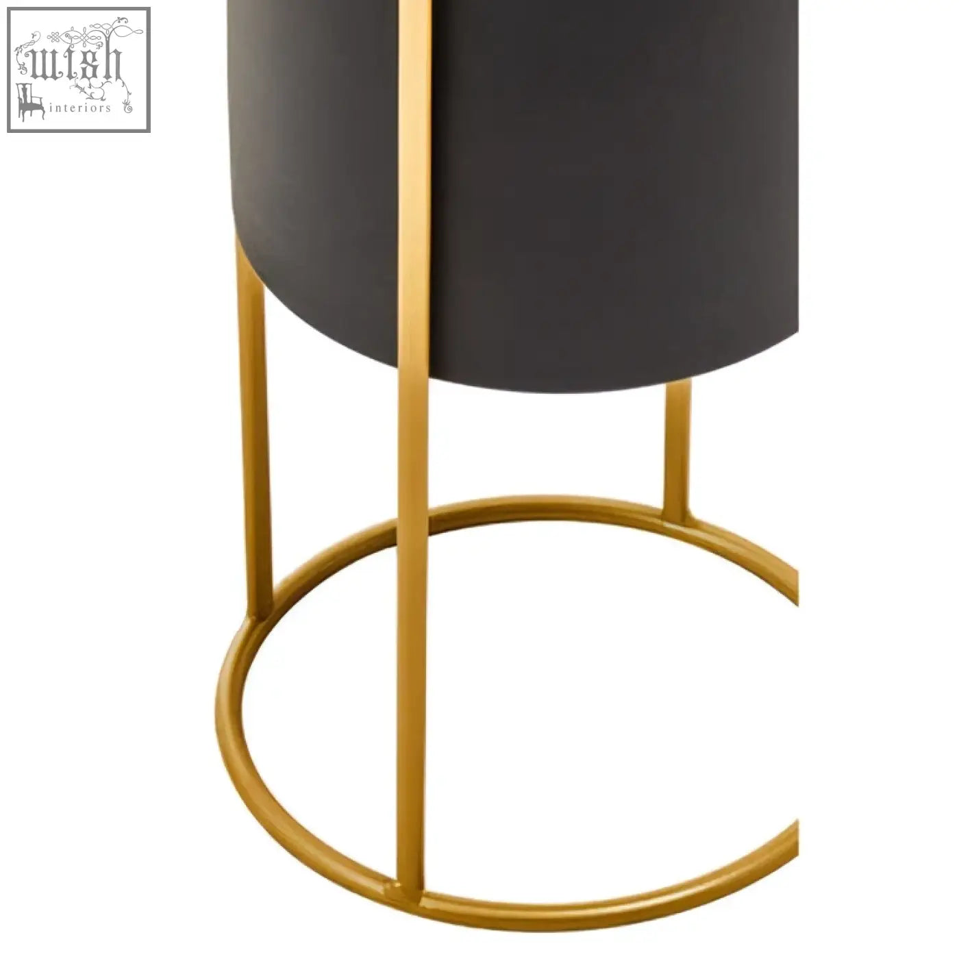 Trosa small black floor standing planter with a cylindrical design and gold-toned metal legs for modern decor
