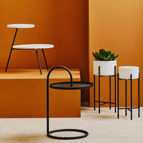 Trosa Small White And Black Floor Standing Planter