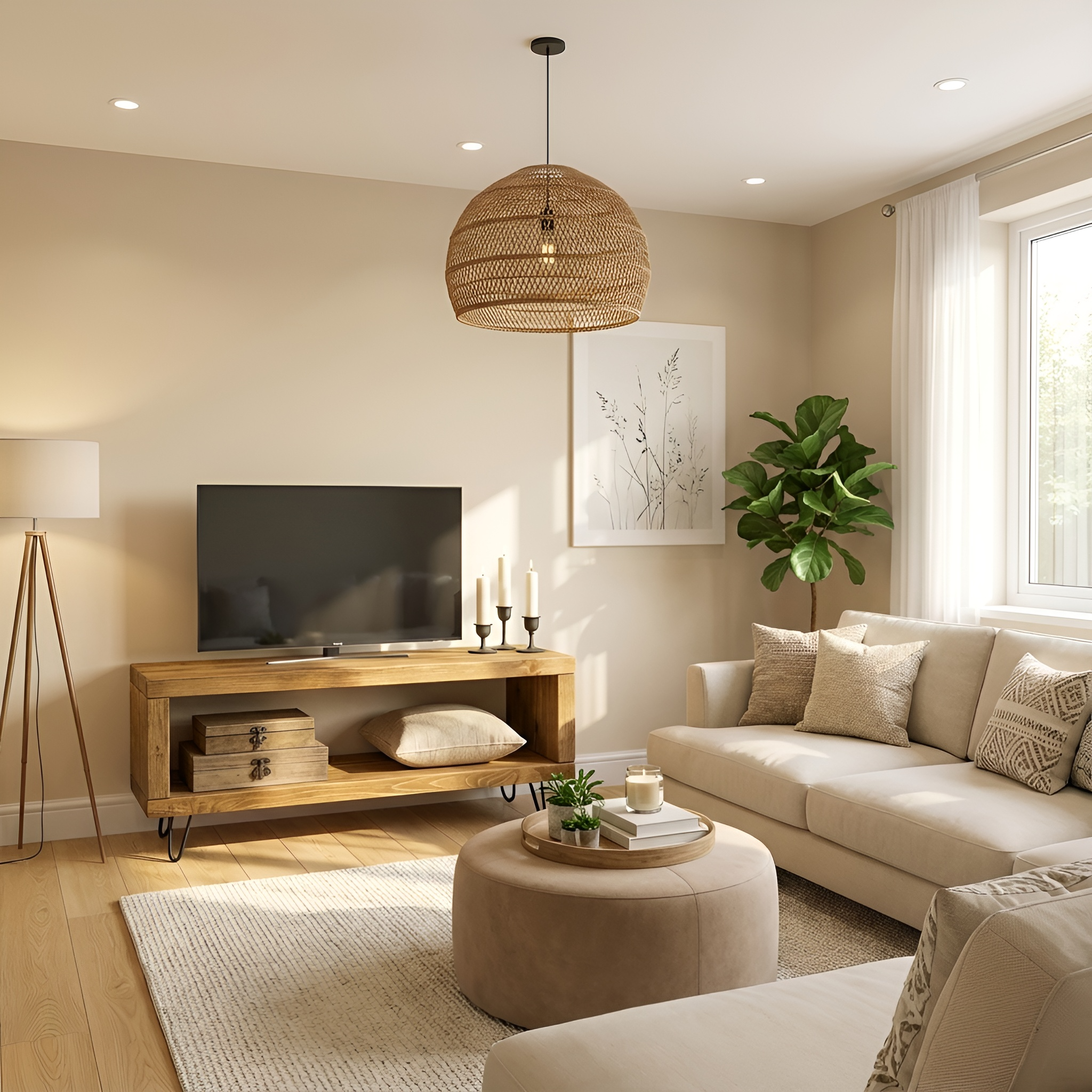 Solid Wood Chunky TV Unit With 7 inch Metal Legs