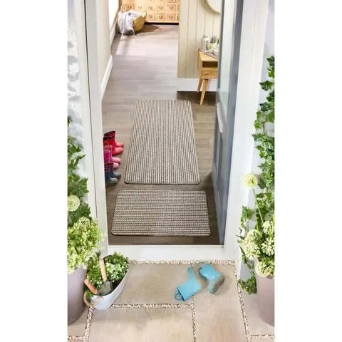 Twist Stripe Washable Mat and Runner Beige - Rugs