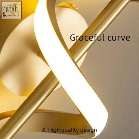 Gold-toned twisted led wall light with modern intertwined spiral design for stylish living room decor