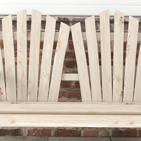 Outsunny Fir Wood Love Seats with Wheel-Shaped Armrests, Large Load-Bearing Chair, Natural Wood Finish
