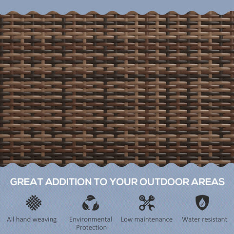 Outsunny All Weather Wicker Garden Loveseat, 2 Seater Poly Rattan Garden Bench, Outdoor Seating Bench Brown
