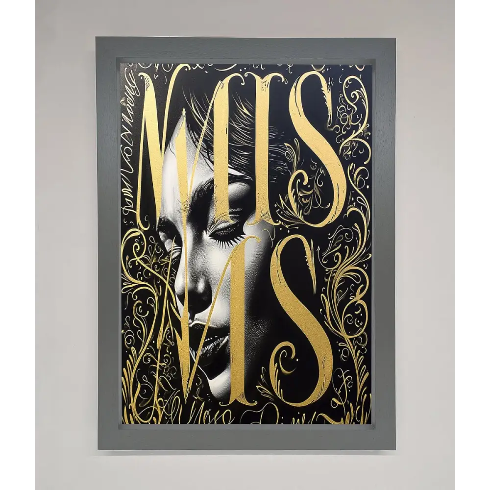 Typography Queen Framed Poster - A3 (29.7 x 42 cm) / Dark Grey - Framed Print