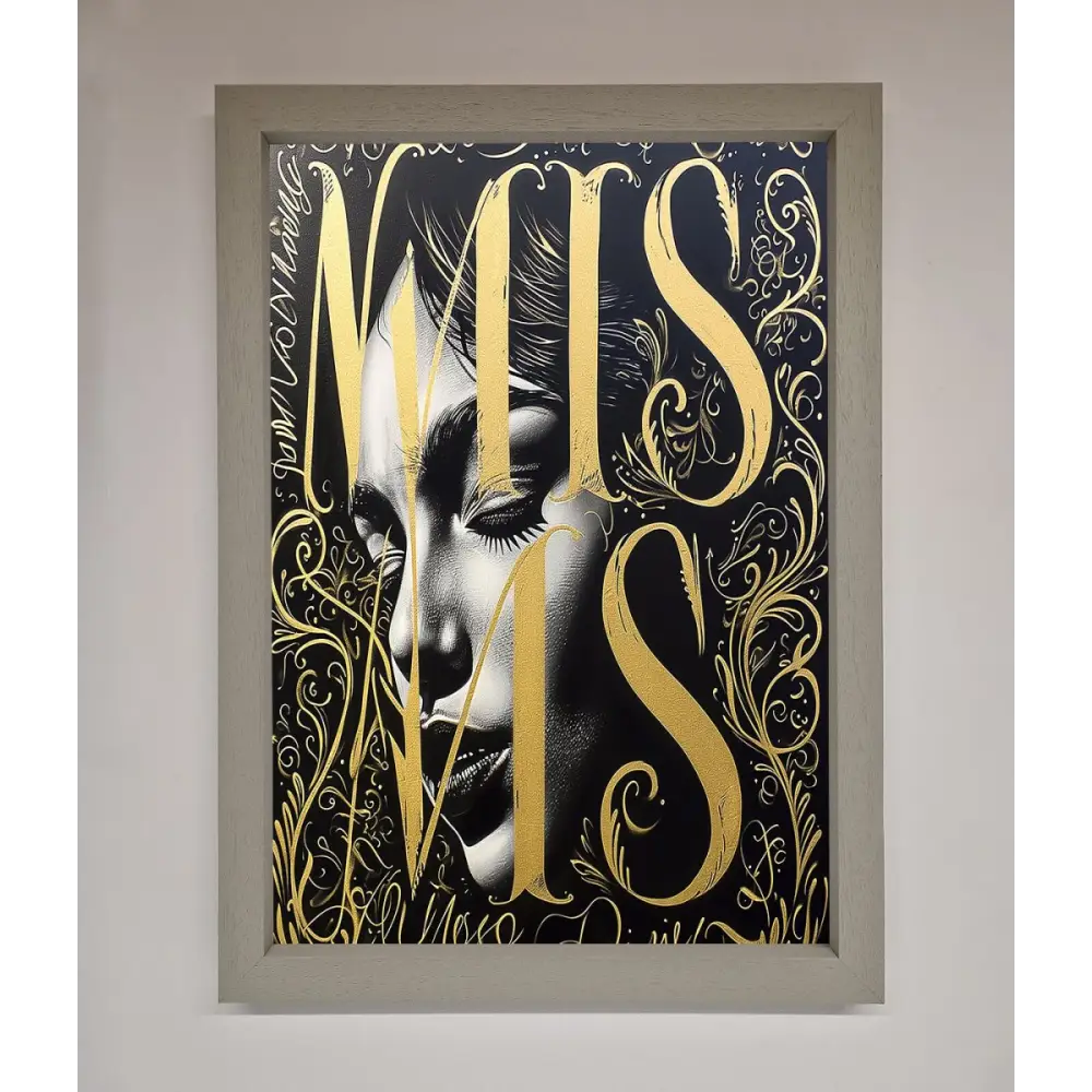 Typography Queen Framed Poster - A3 (29.7 x 42 cm) / Grey - Framed Print