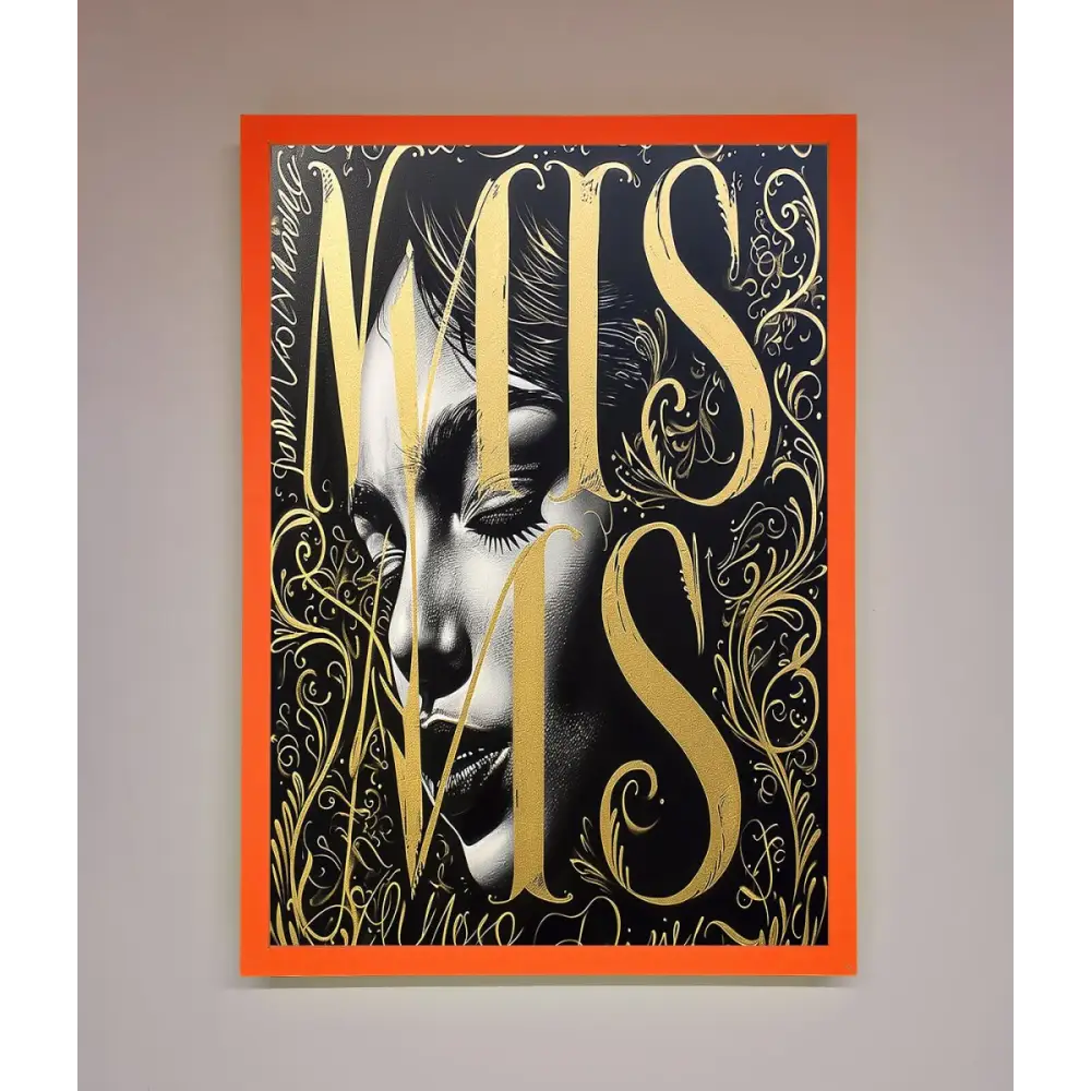 Typography Queen Framed Poster - A3 (29.7 x 42 cm) / Neon Orange - Framed Print