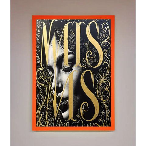 Typography Queen Framed Poster - A3 (29.7 x 42 cm) / Neon Orange - Framed Print