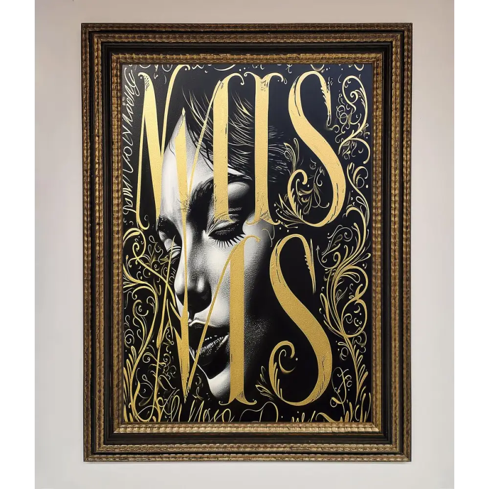Typography Queen Framed Poster - A3 (29.7 x 42 cm) / Ornate Gold Black - Framed Print
