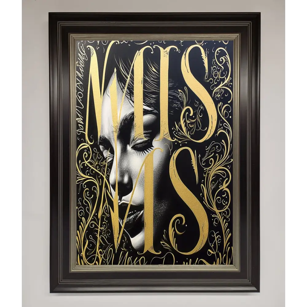 Typography Queen Framed Poster - B0 (100 x 141 cm) / Black Silver - Framed Print