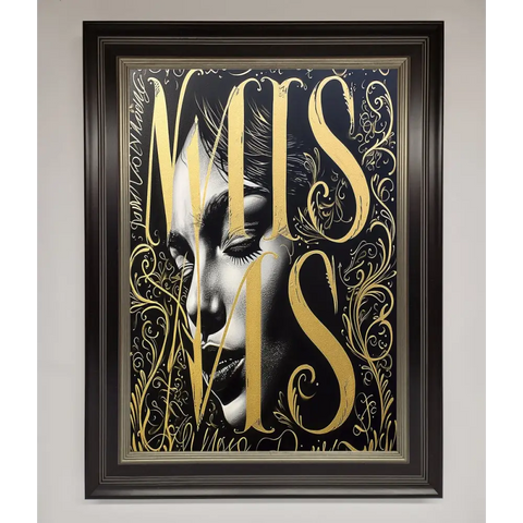 Typography Queen Framed Poster - B0 (100 x 141 cm) / Black Silver - Framed Print