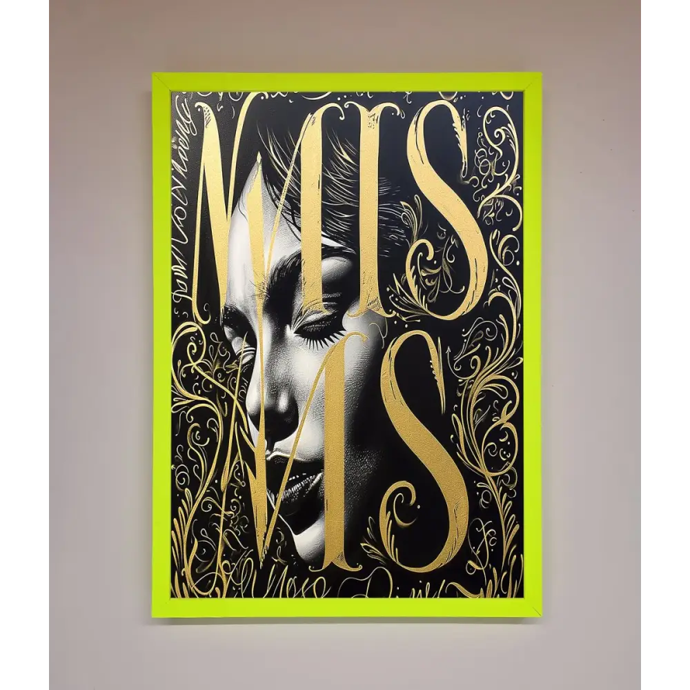 Typography Queen Framed Poster - B0 (100 x 141 cm) / Neon Green - Framed Print