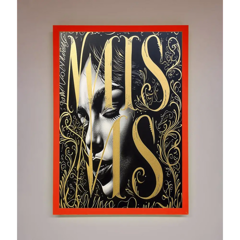 Typography Queen Framed Poster - B0 (100 x 141 cm) / Neon Red - Framed Print