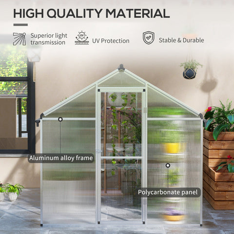 Outsunny 10 x 6ft Aluminium Frame Walk-In Greenhouse, with Foundation