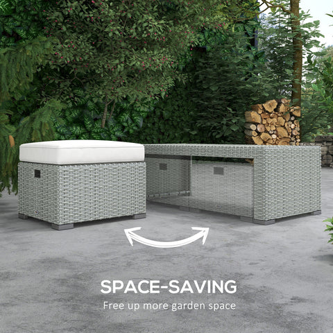 Outsunny Six-piece Outdoor Rattan Dining Set, with Reclining Armchairs - Grey
