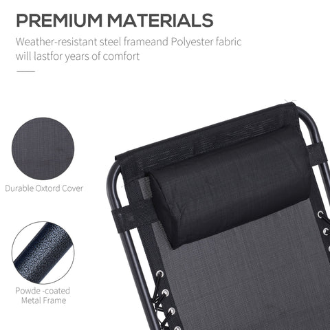 Outsunny Folding Zero Gravity Chairs, 3 Pieces Adjustable Sun Lounger and Table Set with Cup Holder and Headrest, Bistro Set with Reclining Garden Chairs for Patio, Black
