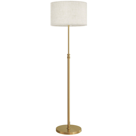 HOMCOM Floor Lamp with Remote, Height Adjustable Standing Lamp with Linen Shade, Dimmable with 3000K-6000K Adjustable Colour Temperatures, Foot Switch for Living Room Bedroom Office, Gold Tone