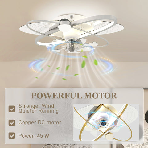 HOMCOM Ceiling Fan with Light and Remote, 3 Colour Temperatures, LED Mount Ceiling Fan Light for Bedroom, Silver Tone