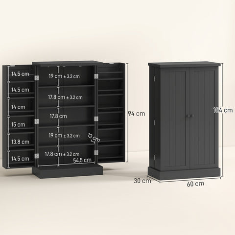 HOMCOM Kitchen Cupboard, Freestanding Multi-Storage Kitchen Pantry Cabinet with Adjustable Shelves, Black