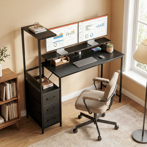 HOMCOM 147cm Gaming Desk with Charging Station and Monitor Stand, Computer Table for Home Office with RGB Lights, Black
