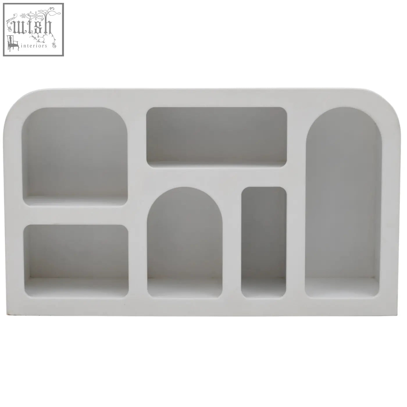White rectangular udaipur geometric medium sideboard with modern compartments adding bohemian charm to any room