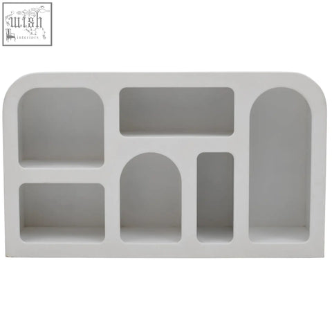 White rectangular udaipur geometric medium sideboard with modern compartments adding bohemian charm to any room